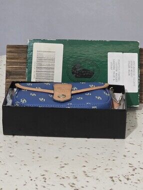 Dooney & Bourke Vintage Blue DB Monogram Flap Wristlet NWT In Box w/ Heart Charm